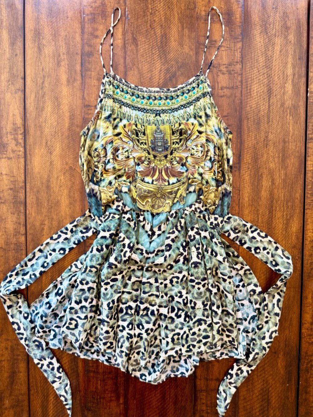 Camilla Blue, Teal and Gold Printed Mini Dress - Picture 3 of 9